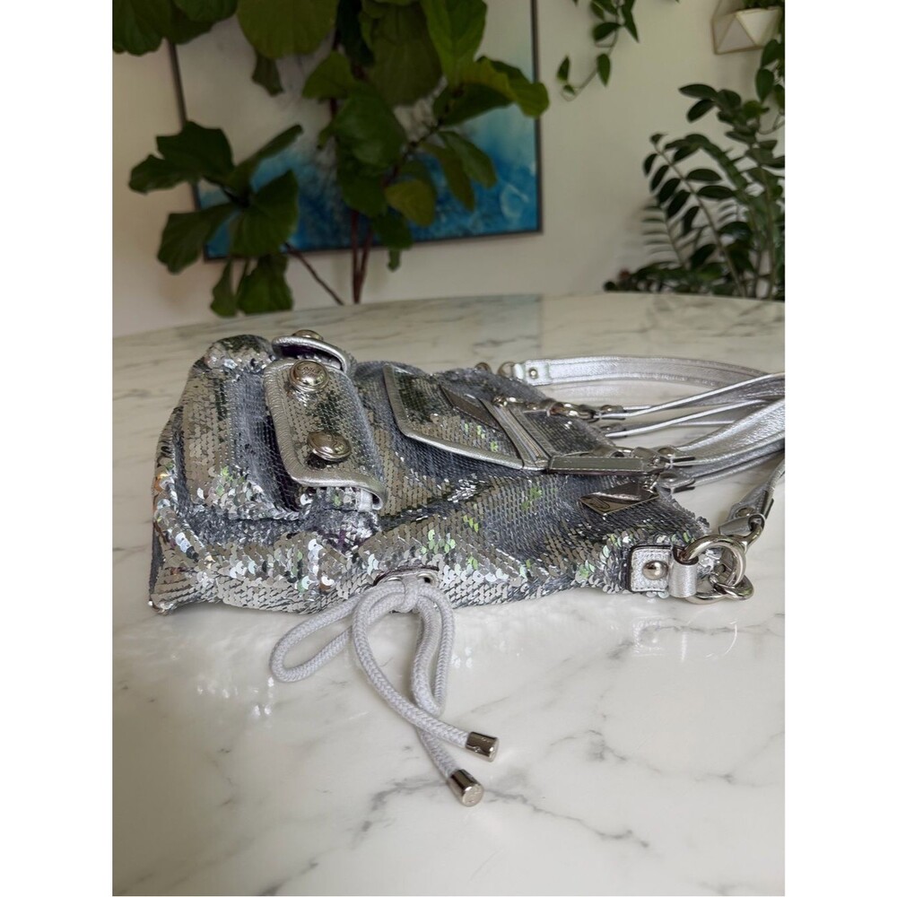 Coach Limited Edition Poppy Sequin Spotlight Tote Shoulder Bag 13821 Silver Y2K - Picture 10 of 16